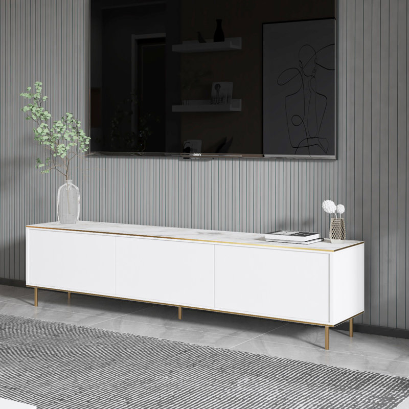 Keikei Unfinished TV Stand, White