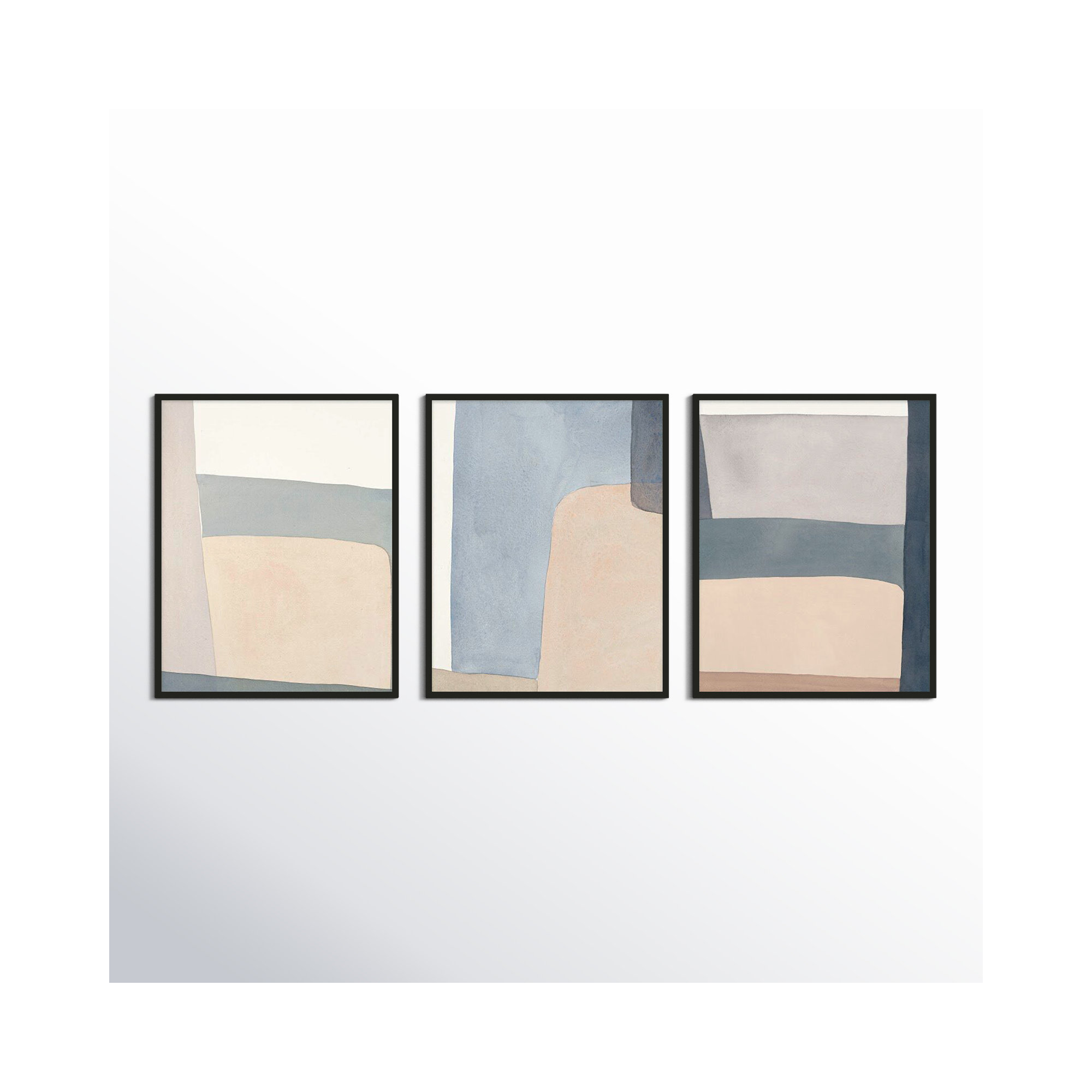 Grey Hue Set Of 3 by Julia Balfour, Picture Framed Canvas, 50" H x 120" W, Black