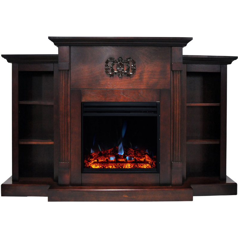 Cambridge Sanoma Freestanding Electric Fireplace Heater with Traditional Mantel, Timer, Remote Control, Walnut