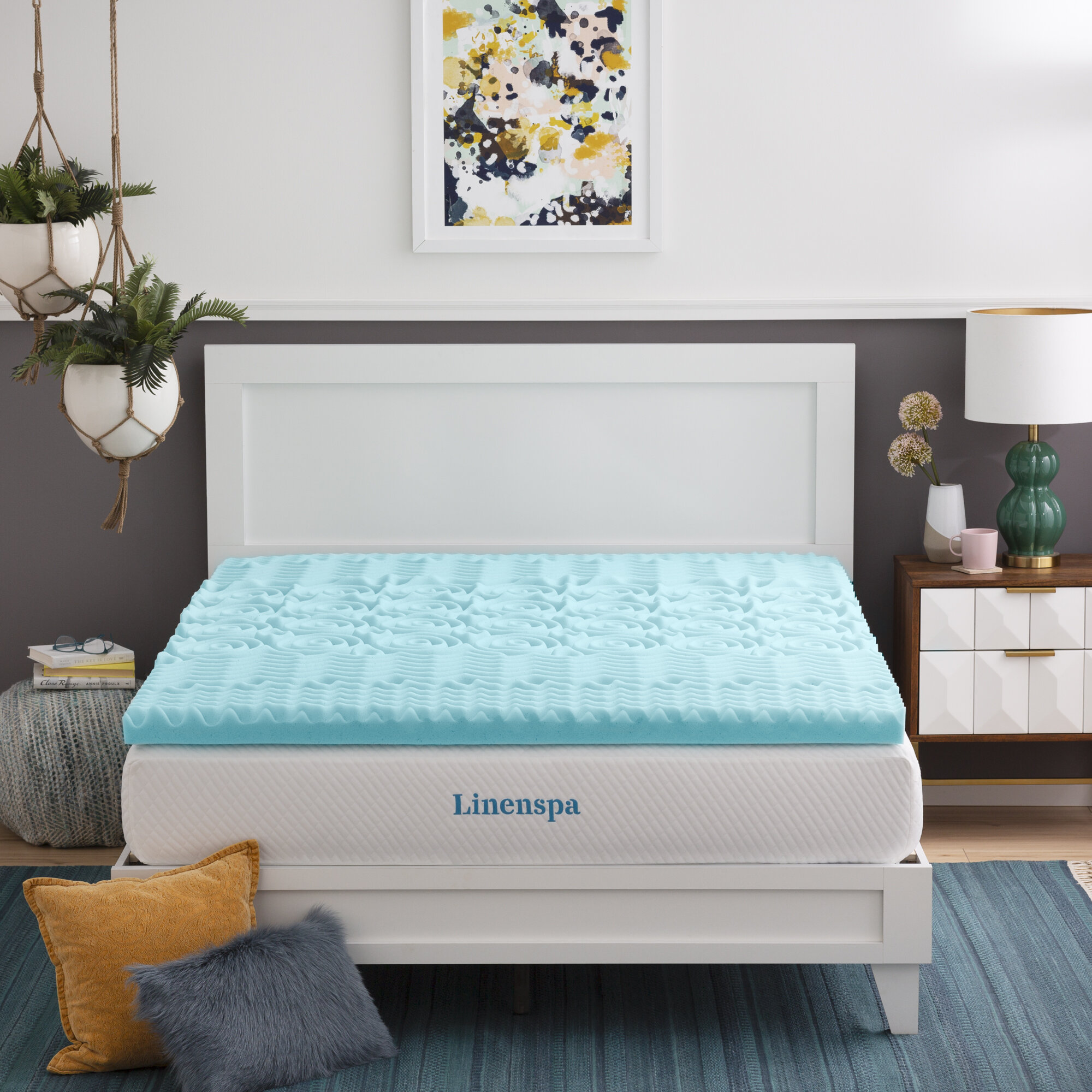4.5 Memory Foam Mattress Topper Luxury Solutions Bed Size: Queen