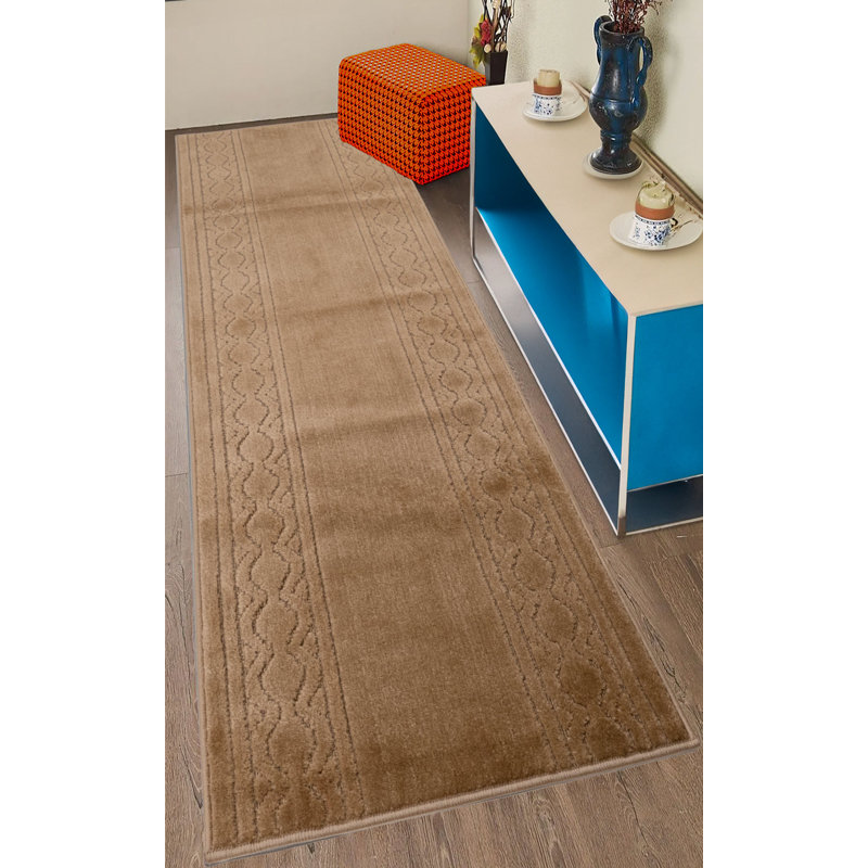 Tapis de couloir beige antidérapant sur mesure, Tapis de couloir 2 pi 2 po x 10 pi