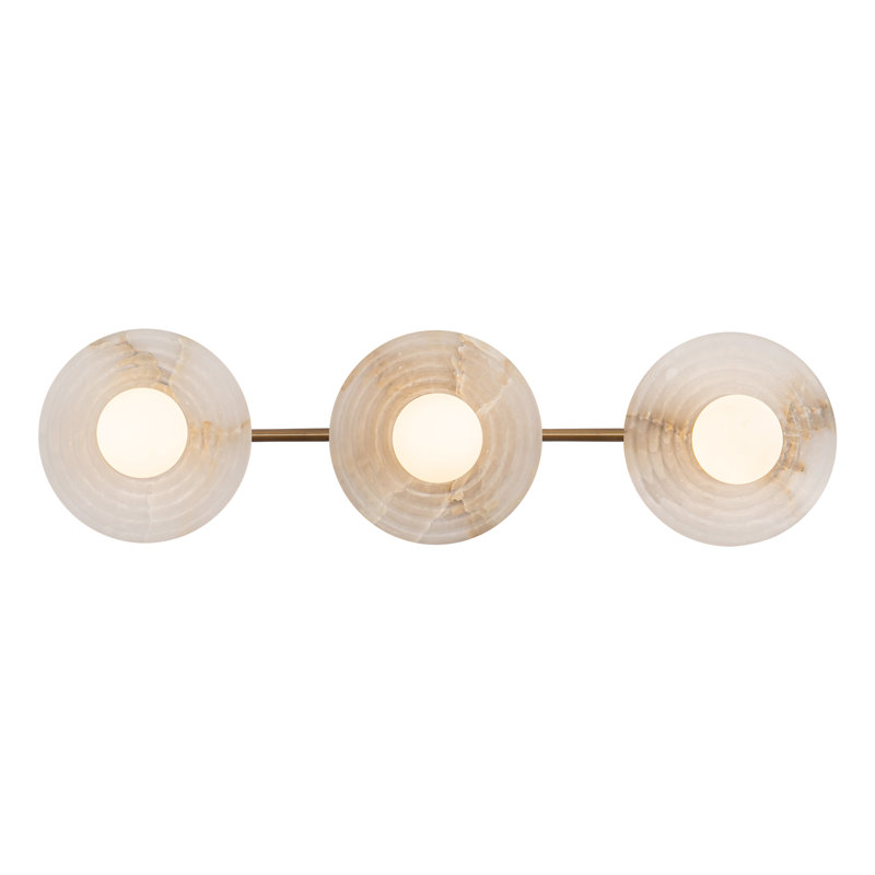 Dahlia 22" Brass and Alabaster 3-Light Vanity Fixture