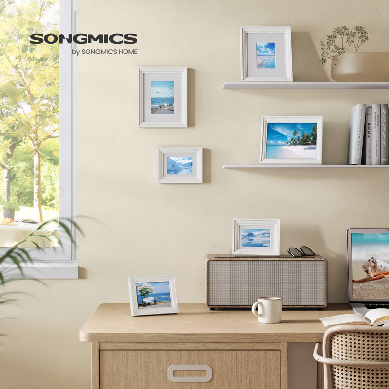 Cadres pour photos avec 6 tapis muraux, Blanc, 3,5 po x 5 po