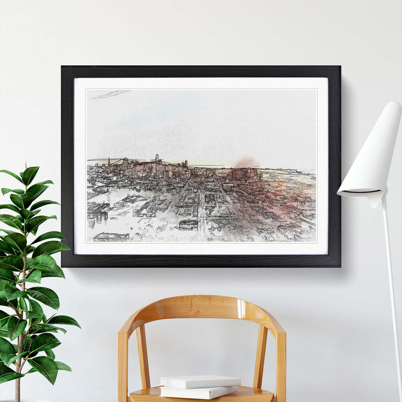 San Francisco California Skyline in Abstract - Picture Frame Graphic Art Print, 35cm H x 50cm W x 2cm D, Black