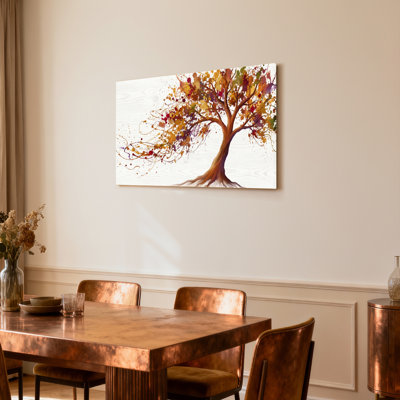 Tableau abstrait d'arbre aux couleurs d'automne, sur toile tendue (lot de 1)