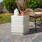 17.7" H Square Cement Outdoor Patio Table, Beige Cement Patio End Table with Textured Wave Design