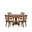 L'ensemble de table de cuisine 5 pièces comprend une table de salle à manger à piédestal et 4 chaises de salle à manger en lin brun clair avec dossier rembourré - noyer antique-968869386-944740635-968869431