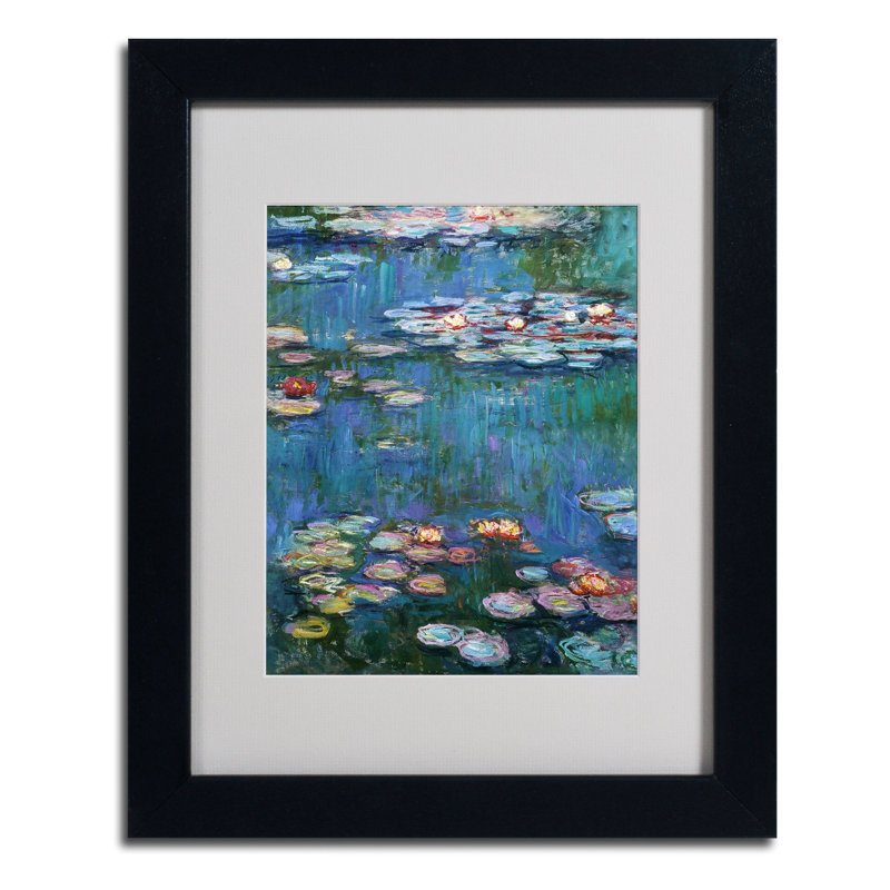 «Waterlilies Classic» par Claude Monet, reproduction d'art sur toile encadrée, H 20 po x l 16 po x P 0,5 po, Noir