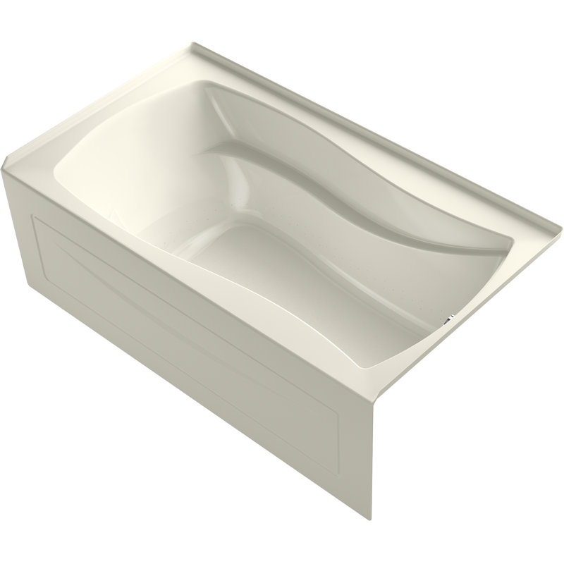 Mariposa Heated Bubblemassage 66" x 36"Alcove Air Bathtub, Biscuit, Left