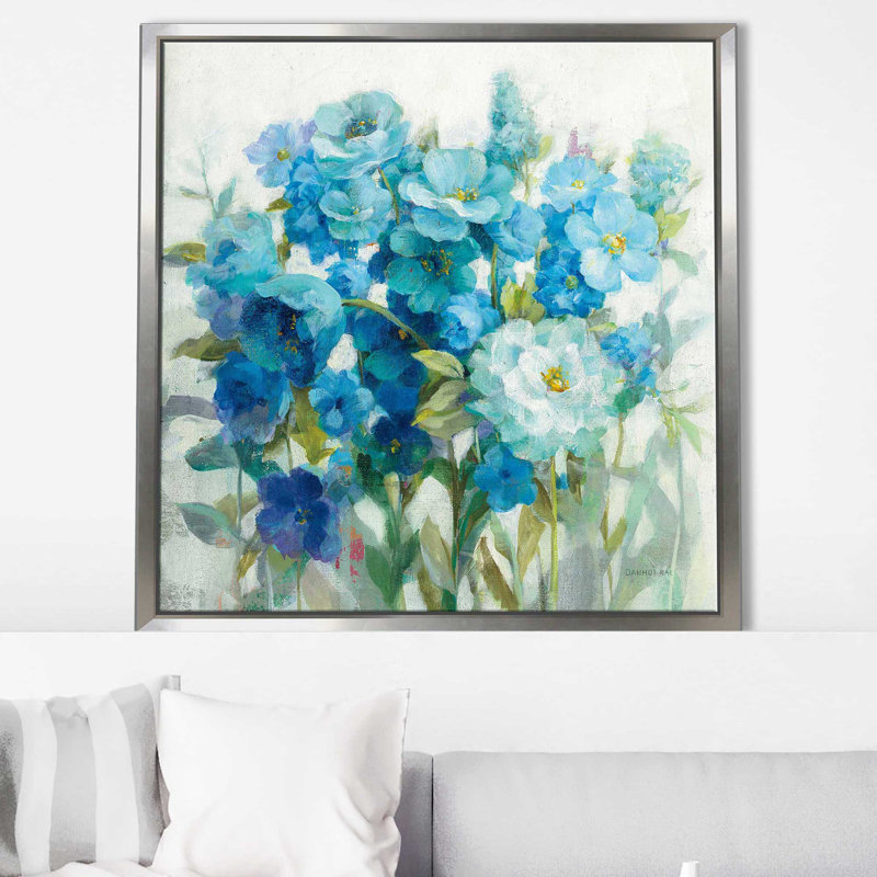 " Summer Blues ", Silver Floater Frame, 27.5" H x 27.5" W x 2" D