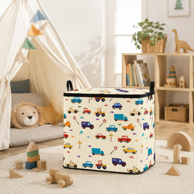 Cloth Basket Large Foldable Oxford cloth Storage Organizer Zippered Lid And Reinforced Handles Great For Home And Travel
