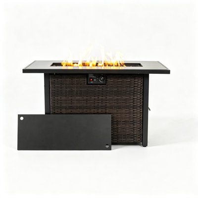 26" H x 44" W Propane Outdoor Fire Pit Table with Lid