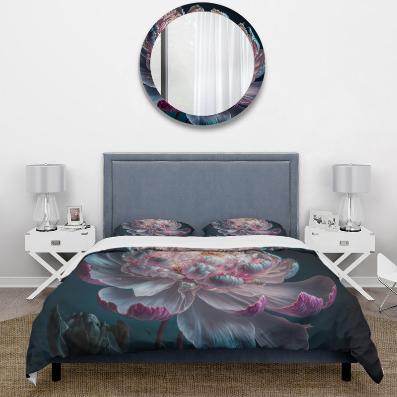 Ensemble de housse de couette en microfibre / polyester Blossoming, Housse de couette pour très grand lit et 2 très