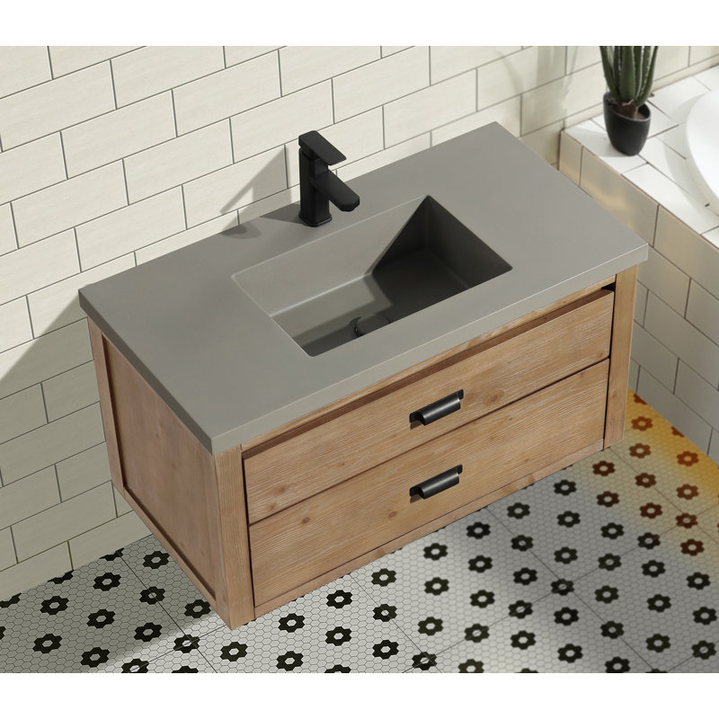 Clary 35.8'' Single Bathroom Vanity with Concrete Top