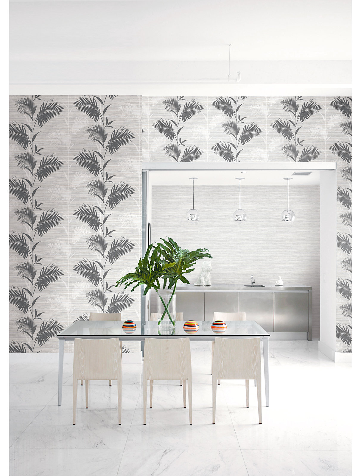 Paonia Modern Floral Wallpaper, Black