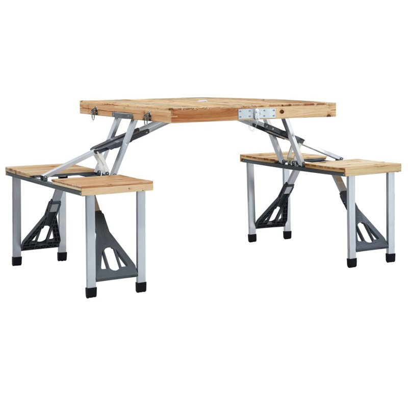 Kamile 85.5cm Solid Wood Rectangular Folding Table with 2 Chairs