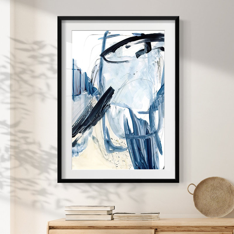 Indigo Swash I - impression encadrée, H 28,5 po x l 20,5 po, Noir