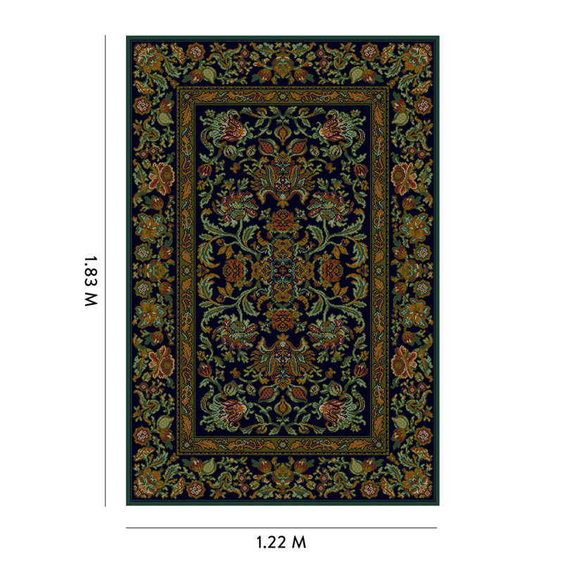 Artemis Machine Woven Oriental Area Rug in Black/Green/Orange