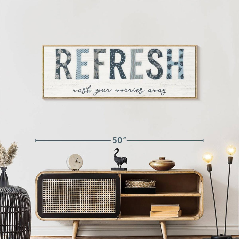 Refresh, 25" X 9", Floating Frame Natural Wood