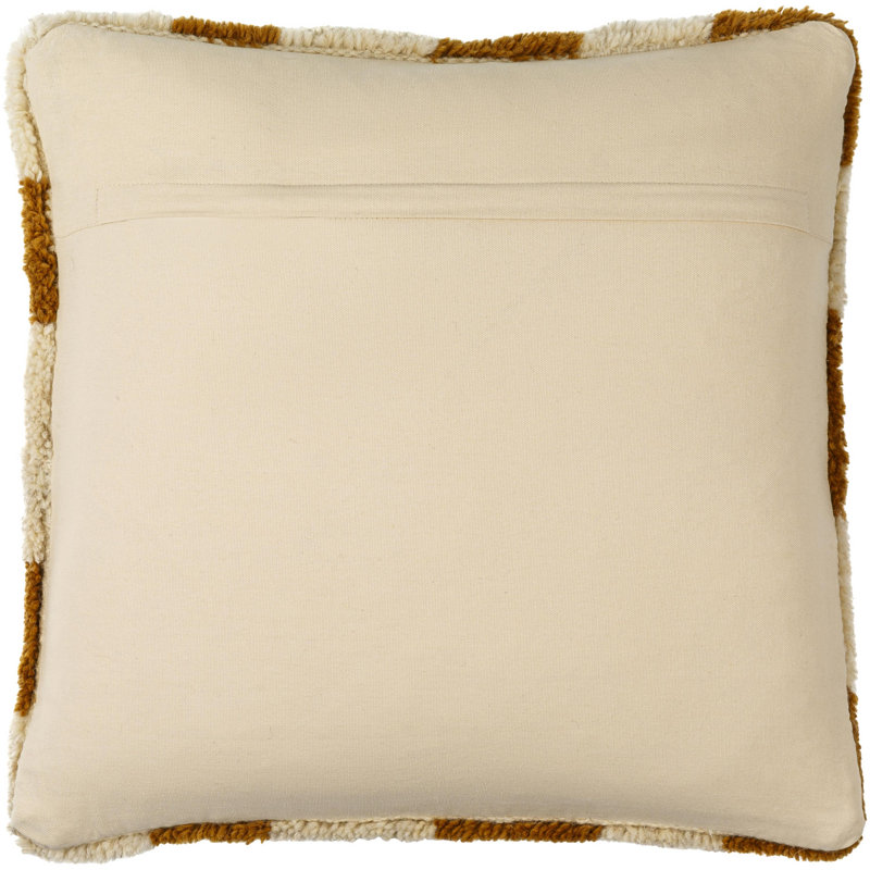 Raven Checkered Wool Throw Pillow, Polyester/Polyfill, 18" x 18", Brown