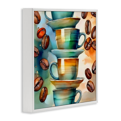  Grains de café et tasses, art giclée par Alina Georgescu