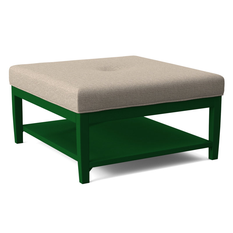 Hammond Square Ottoman, Antique Black Finish, Eggshell Crypton Performance; 0884-93