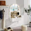 Meuble-lavabo flottant avec miroir et lumières tricolores, coiffeuse murale avec prise de courant, meuble-lavabo compact, grand rangement-1388485970