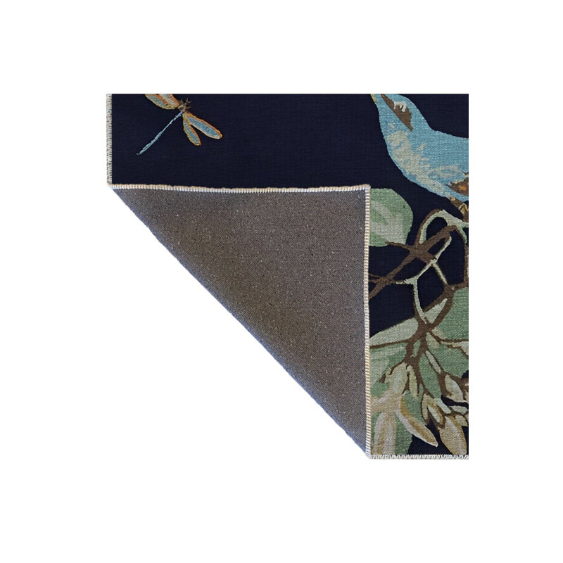Tapis décoratif multicolore bleu marine à motif arbre et oiseau, Tapis de couloir 2 pi 6 po x 6 pi 7 po inclus