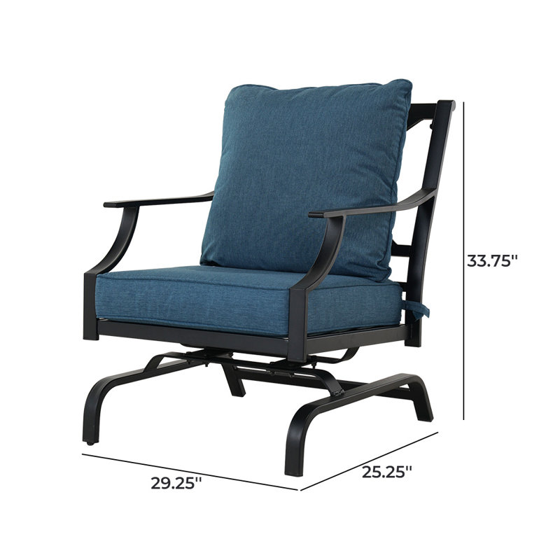 Chaise berçante de patio avec coussins, Bleu