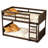 Twin Over Twin Floor Bunk Bed With Panelled Headboard And Footboard, Solid Rubber Wood Foundation With Safety Guardrails, Built-In Ladder,Antique Oak-1181349246