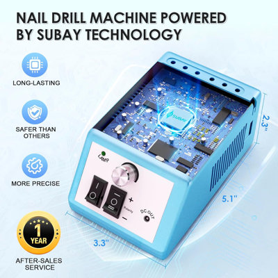 Ponceuse électrique 30 000 tr/min pour ongles en acrylique - Trousse de lime à ongles professionnelle avec 100 bandes abrasives - Outil silencieux pour manucure et pédicure, usage domestique ou professionnel.