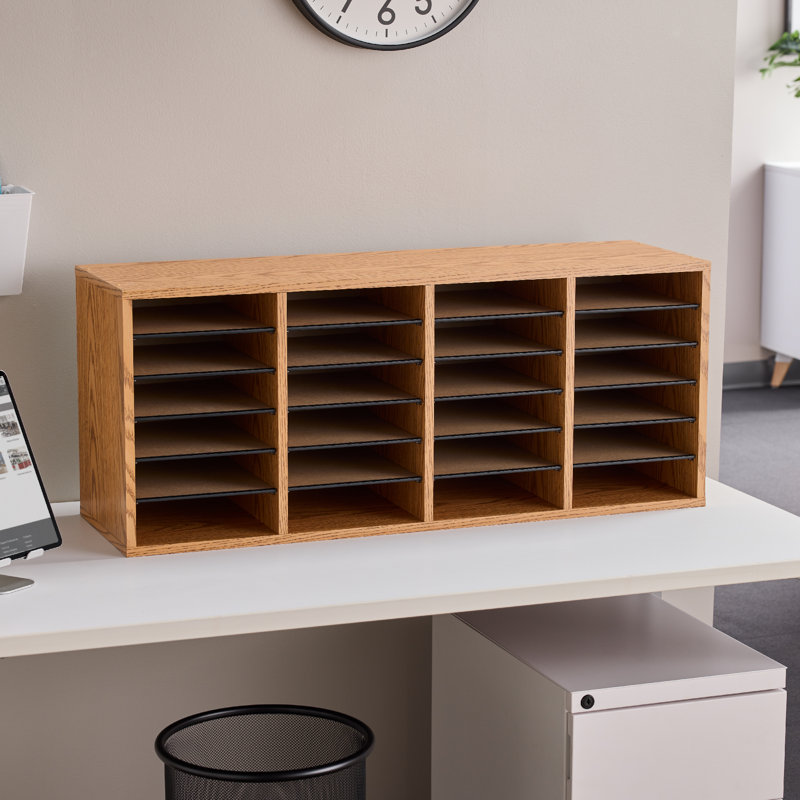Medium Adjustable-Compartment Literature Organizer, Oak