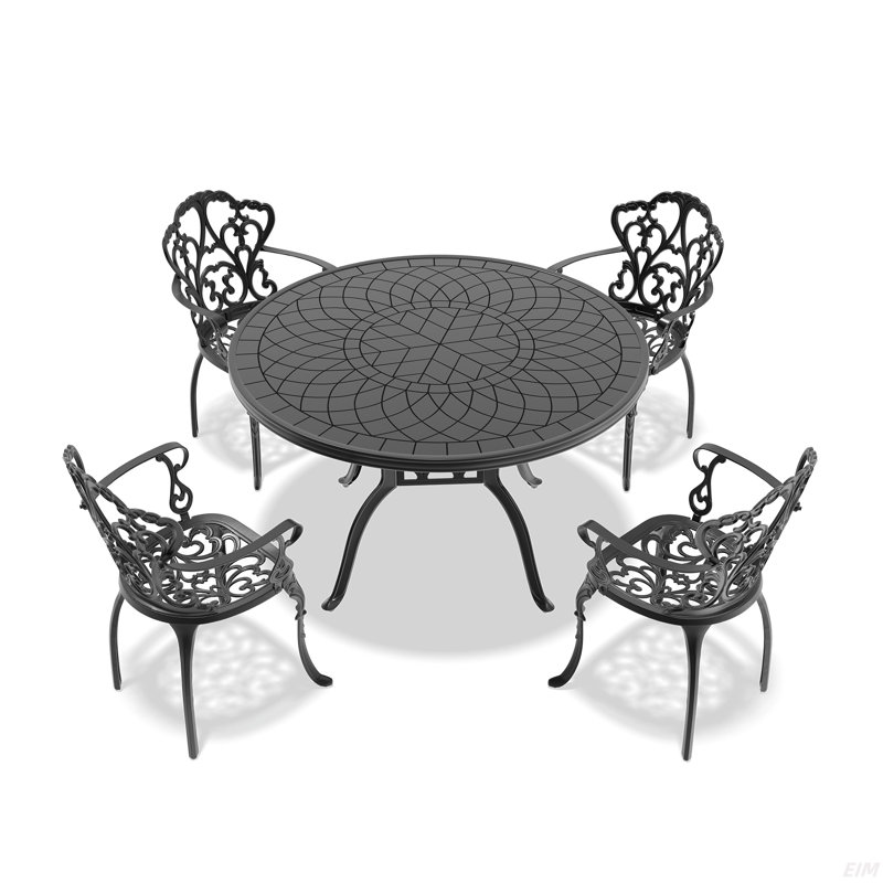 Ensemble de meubles de patio en aluminium coulé avec coussins