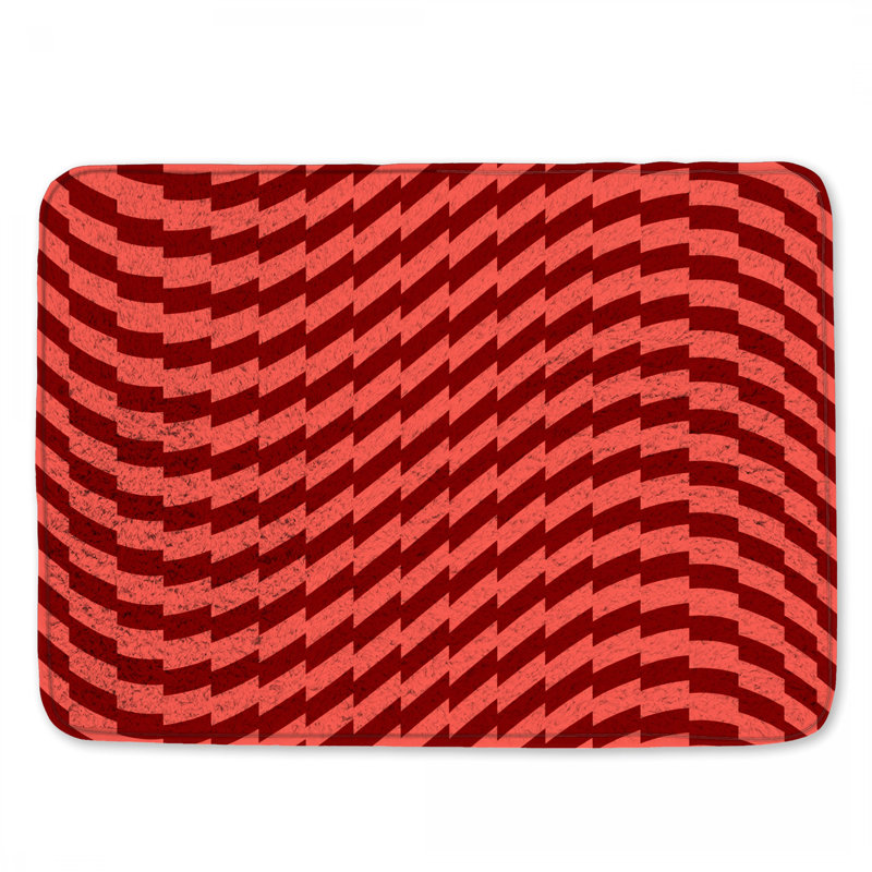 Tapis de bain rouge à motif géométrique, L 34 po x L 21 po