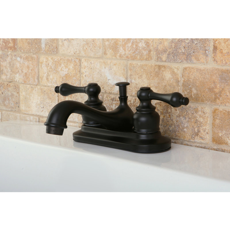 Robinet de salle de bain central à fixation à deux poignées à 3 trous à fixation sur le comptoir 4 po Kingston, Bronze huilé