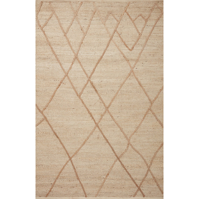 Bement Geometric Handmade Ivory/Natural Area Rug, Rectangle 5' x 7'6"