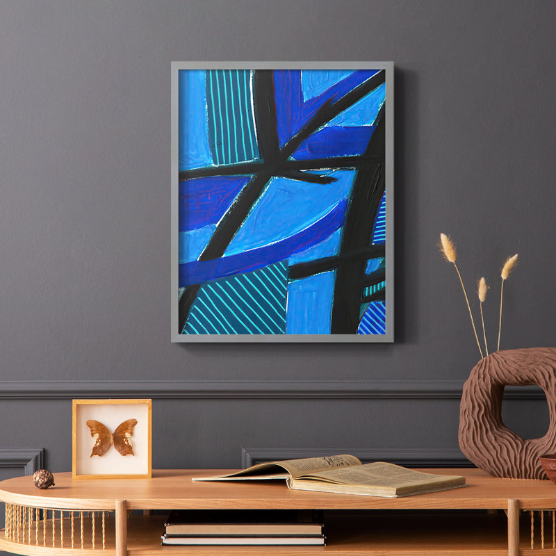 Impression sur toile «Invontract Blues II» - bois massif, Gris, H 10 po x l 8 po