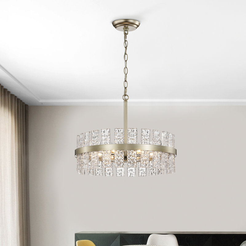 Kadience 6 - Light 18.1" Brushed Champagne Silver Crystal Novelty Chandelier