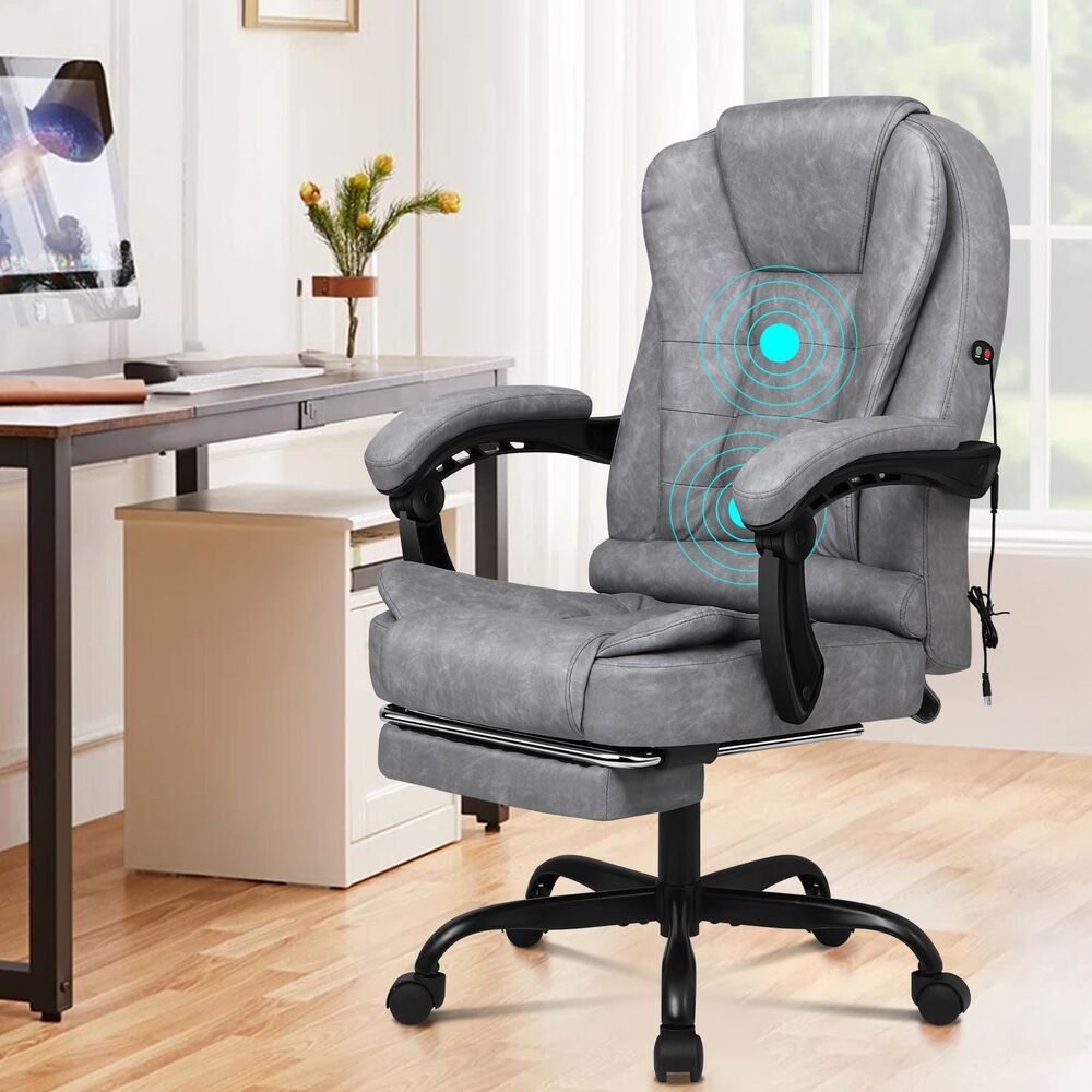 Office Chair Massage Executive Recliner Footrest Swivel Gaming