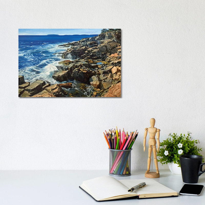 Cliffs And Crashing Waves by Nick Savides - Floater Frame Gallery-Wrapped Canvas Giclée on Canvas, Wrapped Canvas
