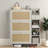 Bohemia Style Shoe Cabinet With 3 Rattan Flip Drawers, 3 Square Shelves And 1 Storage Drawer And Key Hooks-1441309623