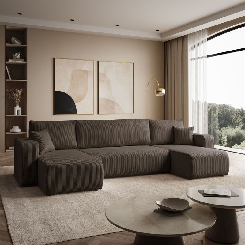 6 Seater Corner Sofa , Brown