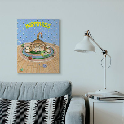 «Happiness Funny Cat Animal Design» par Gary Patterson - impression d'art graphique