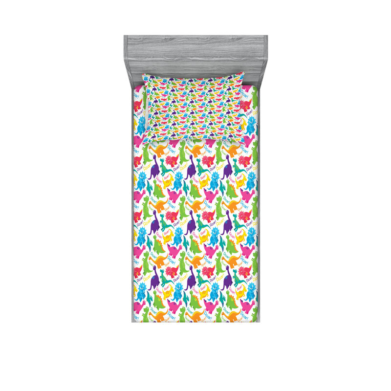 Multicolore drap-housse et taies décoratives Ambesonne, Ensemble de draps pour lit simple TG + 3 articles 