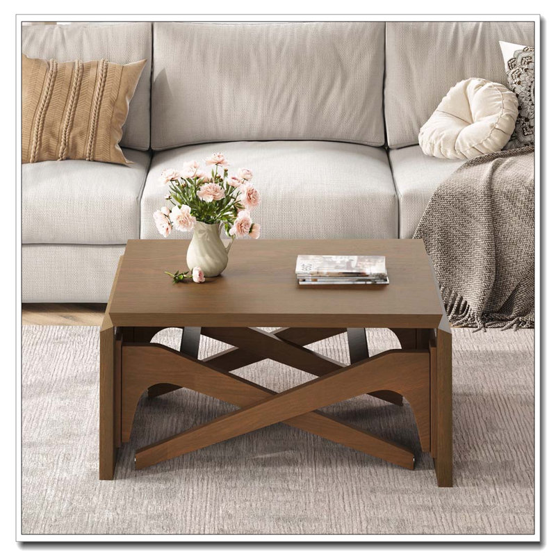 Table 2 en 1, table basse Transformer, table 2 en 1, table de salle à manger extensible, Walnut