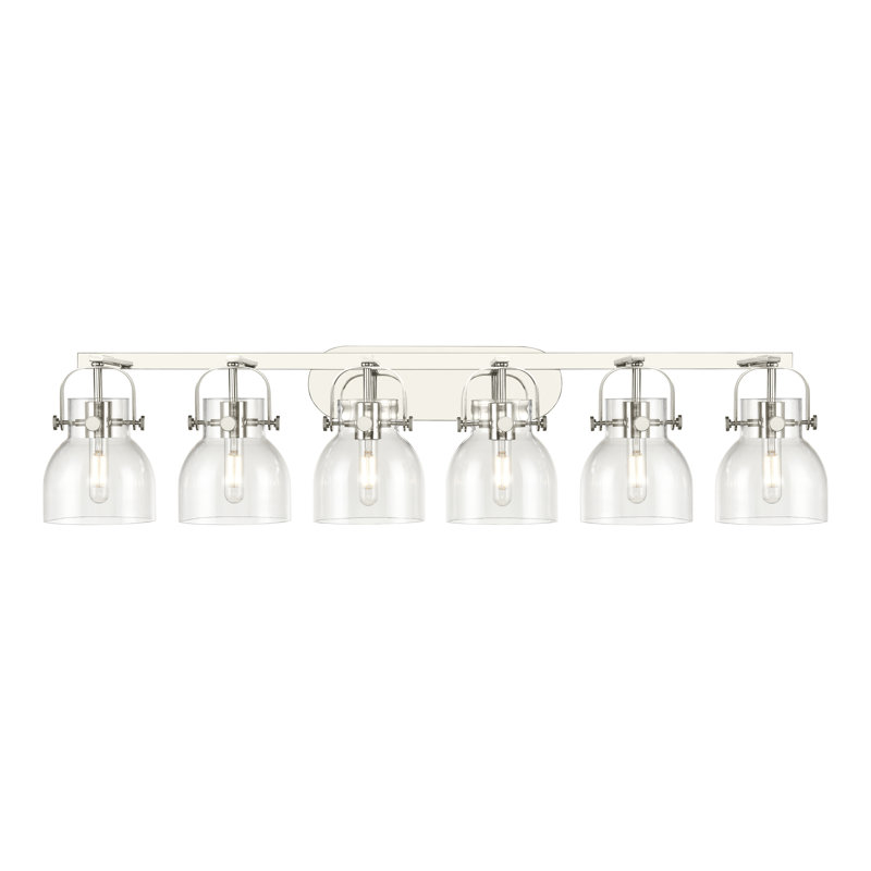 Éclairage pour meuble-lavabo mural 6 po Skycrest, Transparent, Nickel poli, Six lumières