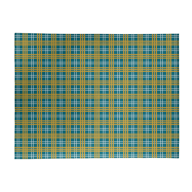 Tapis bleu sarcelle écossais, Rectangle 9 pi x 12 pi