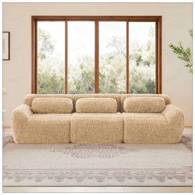 Soft And Fluffy Plush Fabric, Modular Sectional Sofa Couches, Ergonomic Design with Throw Pillows, Full-Compression Vacuum Packaging, Buckle Connection for Study, Home Theatre