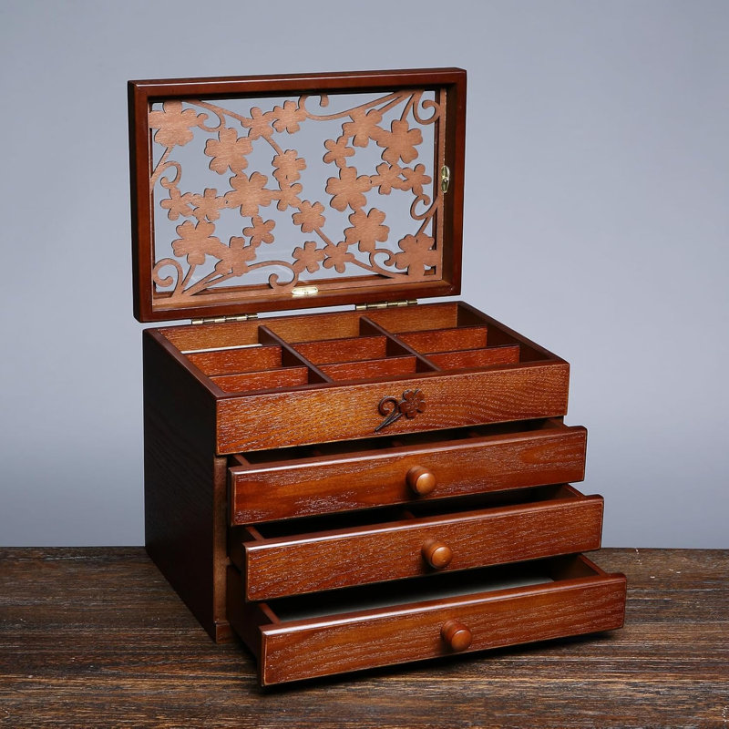 Wooden Jewelry Box for Women with, Drawers, Medium Jewelry Storage Organizer