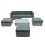 Ensemble de meubles de patio, canapé de patio en osier 5 pièces avec coussins, repose-pieds et table basse à plateau relevable